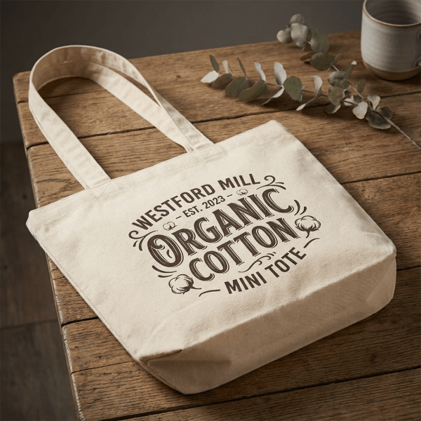 Borsa di cotone grande con manici lunghi