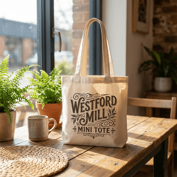 Borsa di cotone grande con manici lunghi